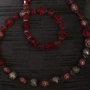 Custom beadwork red and silver
